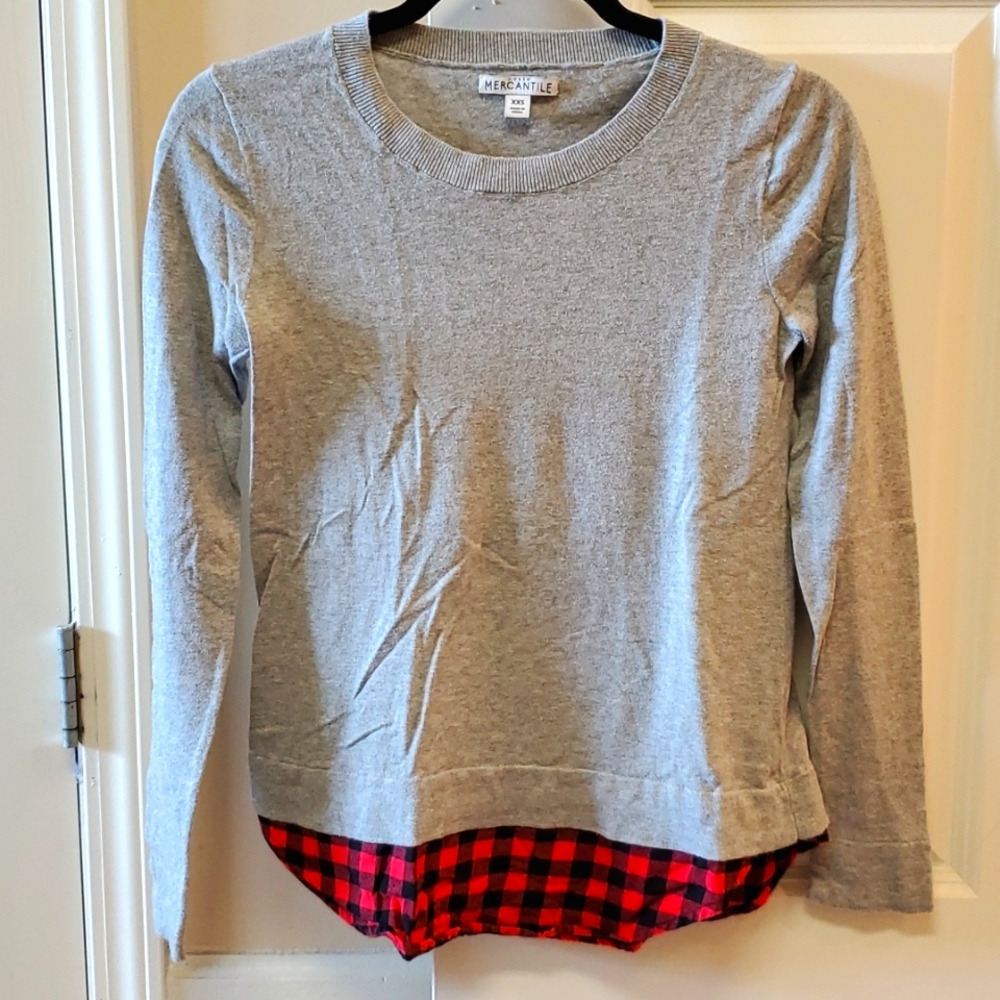 Grey and plaid J Crew sweater, size XXS, $15